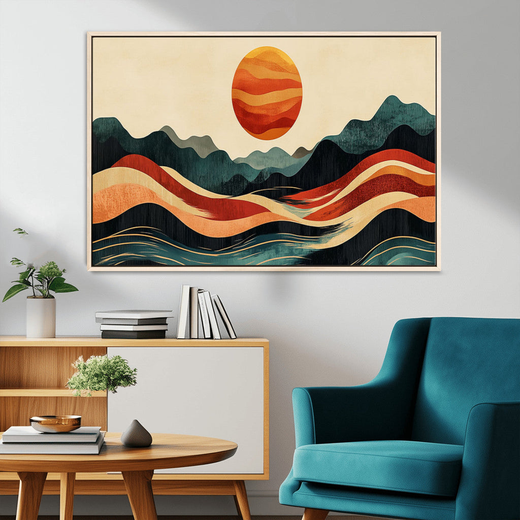 Mountain Triptych Wall Art Canvas Print | Western Boho Pine Tree Nature Print