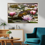 Lotus Flower Wall Art Canvas Print, Water Lily Large Wall Art for Yoga Room Decor