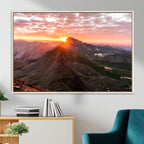 Mountain Sunrise Wall Art | Framed Alpine Ridge Canvas