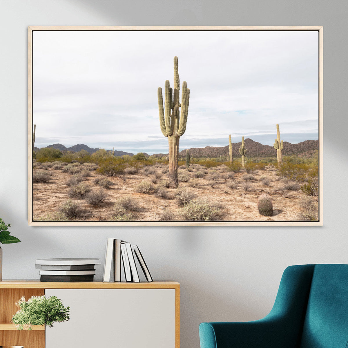 Saguaro Cactus Wall Art | Framed Desert Canvas Artwork