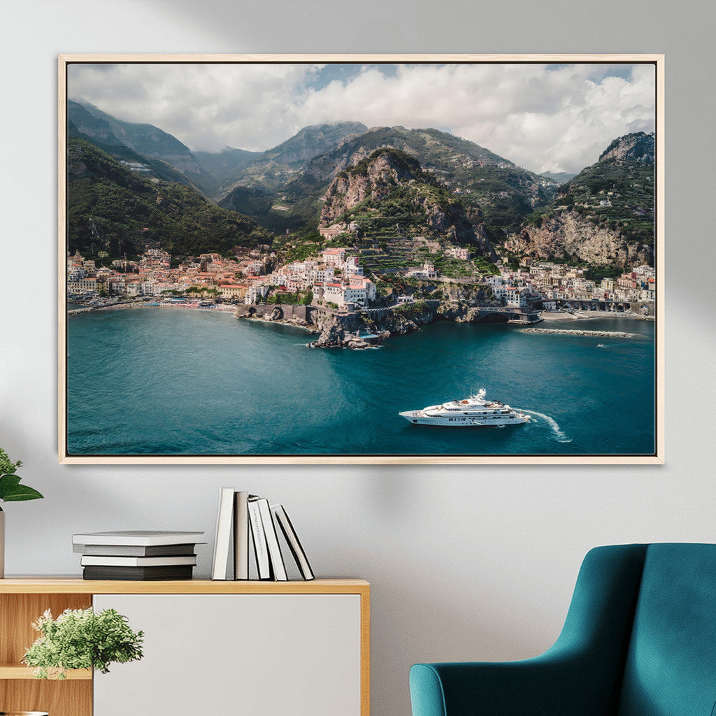 Amalfi Coast Wall Art | Framed Italian Seaside Canvas