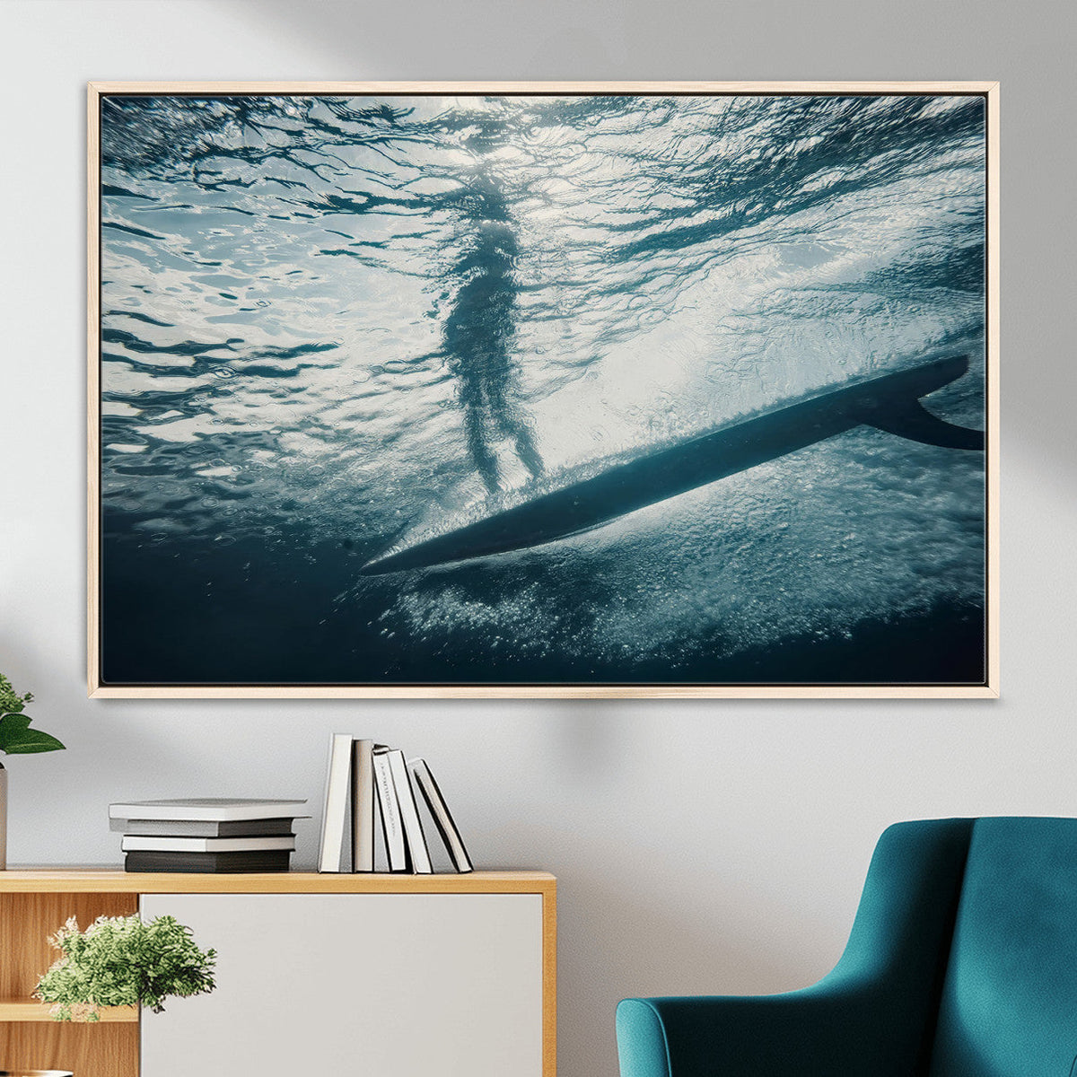 Underwater Surf Wall Art | Framed Ocean Wave Canvas Artwork