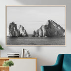 Coastal Wall Art | Framed Black White Ocean Canvas Artwork
