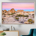 Vibrant Sunset Sky Wall Art Canvas Print, Framed Joshua Tree Desert Artwork