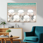 Calm Beach Wall Art | Framed Turquoise Water Canvas Artwork