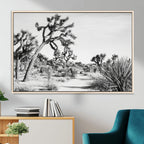 Joshua Tree Wall Art | Black & White Canvas Print, Nature Serenity Decor
