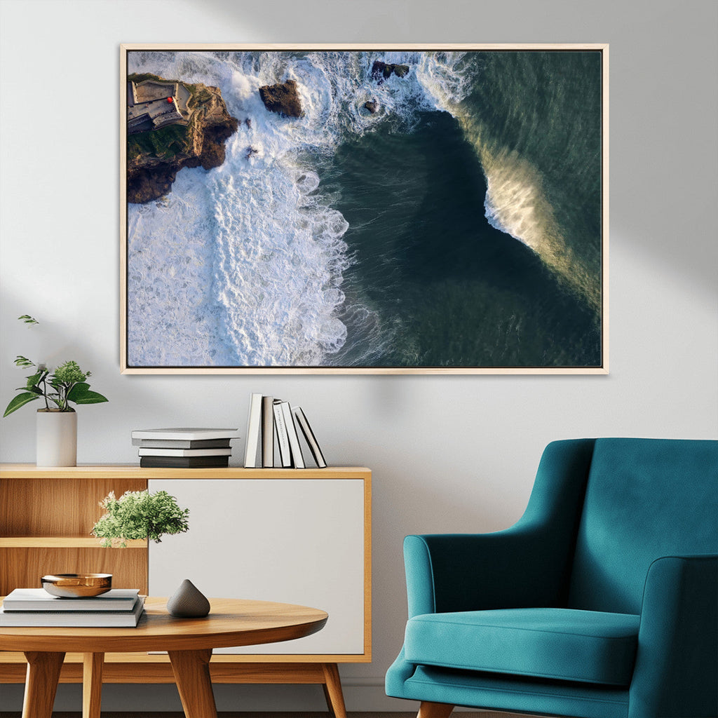 Ocean Wave Wall Art | Aerial Coastal View Canvas Artwork