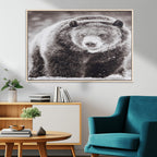 Grizzly Bear Wall Art Canvas Print, Framed Rustic Lodge Art, Wildlife Photography