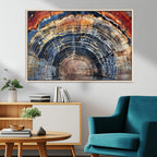 Tree Rings Wall Art Canvas Print, Framed Petrified Wood Modern Rustic