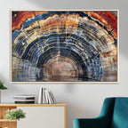 Tree Rings Wall Art Canvas Print, Framed Petrified Wood Art, Modern Rustic Decor