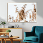Pampas Grass Wall Art Canvas Print, Framed Neutral Tones Minimalist Boho