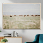 Bison Herd Wall Art Canvas Print, Framed Western Ranch Nature Scene