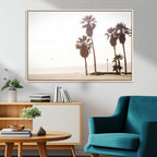 Coastal Light Wall Art Canvas Print, Framed Relaxing Shoreline Art, Minimalist Ocean Tropical Decor