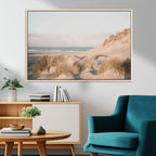 Beach Landscape Wall Art Canvas Print, Framed Sand Dune Photography, Minimalist Seascape Coastal Decor