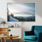Snowy Mountains Wall Art Canvas Print, Framed Alpine Landscape Frosty Peaks Artwork