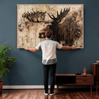 Moose Canvas Wall Art, Rustic Wildlife Painting Print