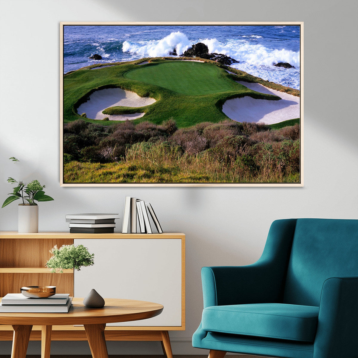 California Pebble Beach Golf Links Wall Art Canvas Print, Iconic Monterey Coastal Golf Course
