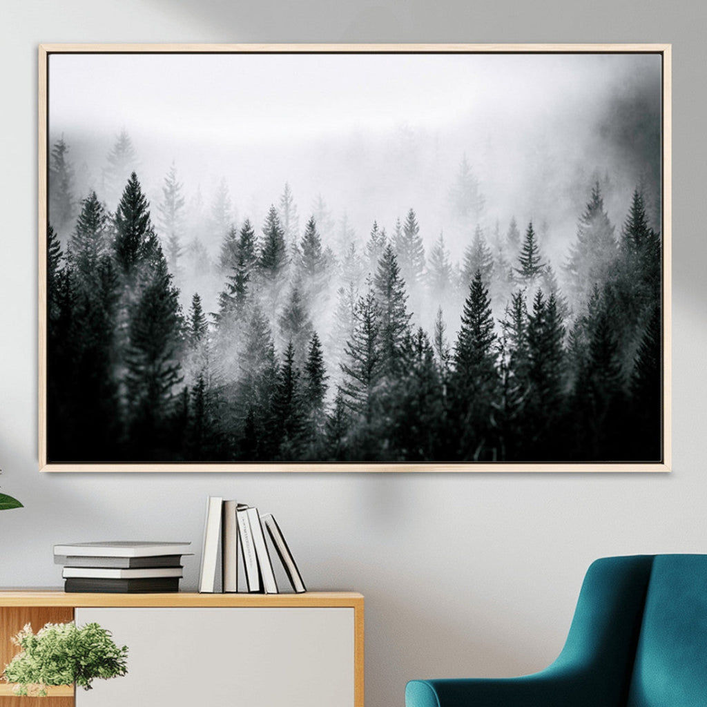 Minimal Beach Wall Art Canvas Print, Framed Ocean Swimming Art, Clear Ocean Decor