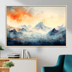 Warm Clouds Abstract Mountain Wall Art, Modern Landscape Canvas Print