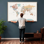Pastel Colors World Map Wall Art Canvas Print