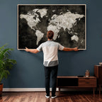 Vintage World Map Wall Art Canvas Print | Framed Large Map Wall Art