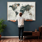 World Map Canvas Print | Framed Travel Map Wall Art for Couples