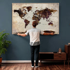 World Map Canvas Triptych | Colorful Global Wall Art for Living Rooms