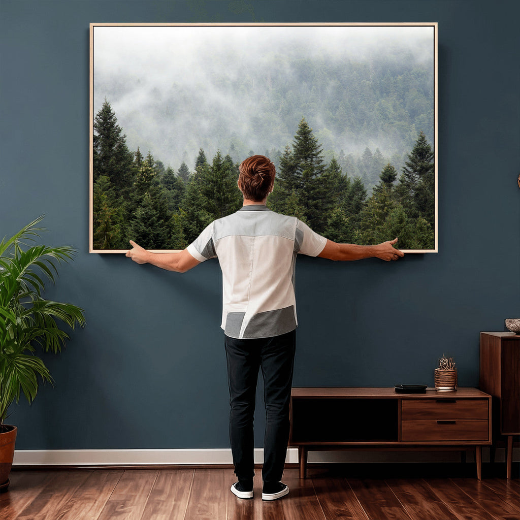 Misty Mountain Forest Wall Art Canvas Print