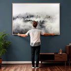 Foggy Forest Wall Art Canvas Print, Misty Pine Tree Landscape