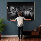 Boston Wall Art Canvas Print, Boston City Downtown Night Cityscape