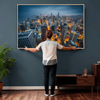 Chicago Wall Art Canvas Print - Chicago City Downtown Night Cityscape