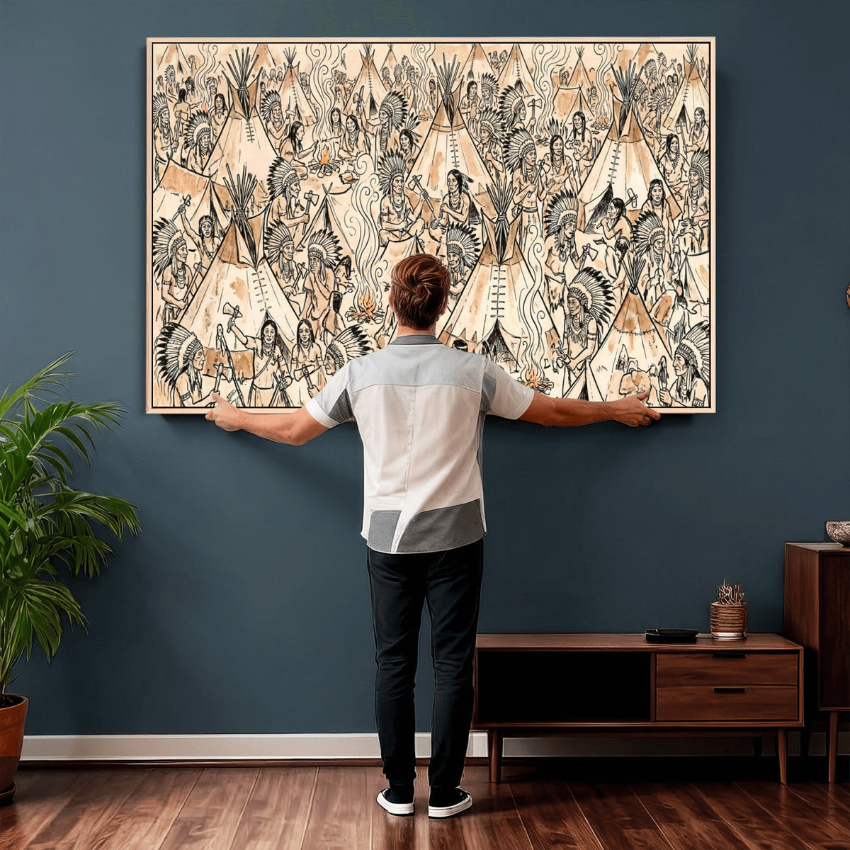 Native American Indian Wall Art Canvas Print