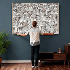 Abstract Texas Cow Wall Art Canvas Print, Farm Longhorn Art for Cabin Decor