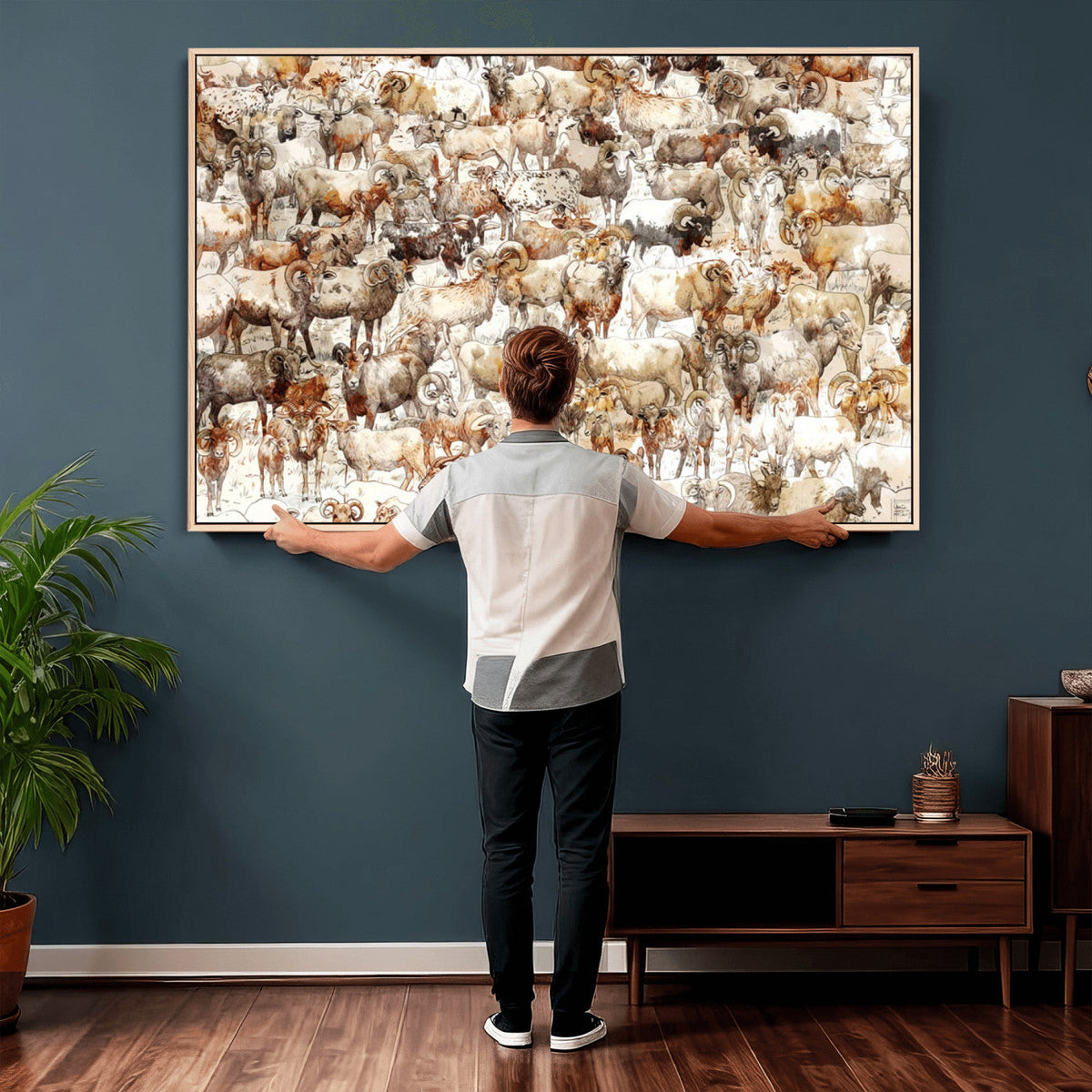 Farmhouse Bighorn Sheep Wall Art Canvas Print