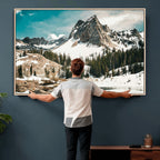 Snowy Mountain Wall Art Canvas Print, Alpine Pine Forest