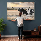 Texas Longhorn Bull Rustic Wall Art Canvas Print