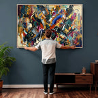 Geometric Abstract Wall Art Canvas Print, Orange Blue