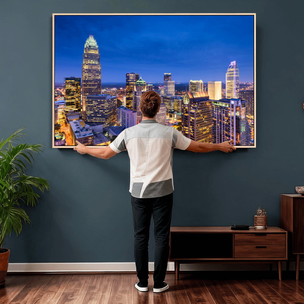 Charlotte Skyline Canvas Wall Art Print | North Carolina Cityscape