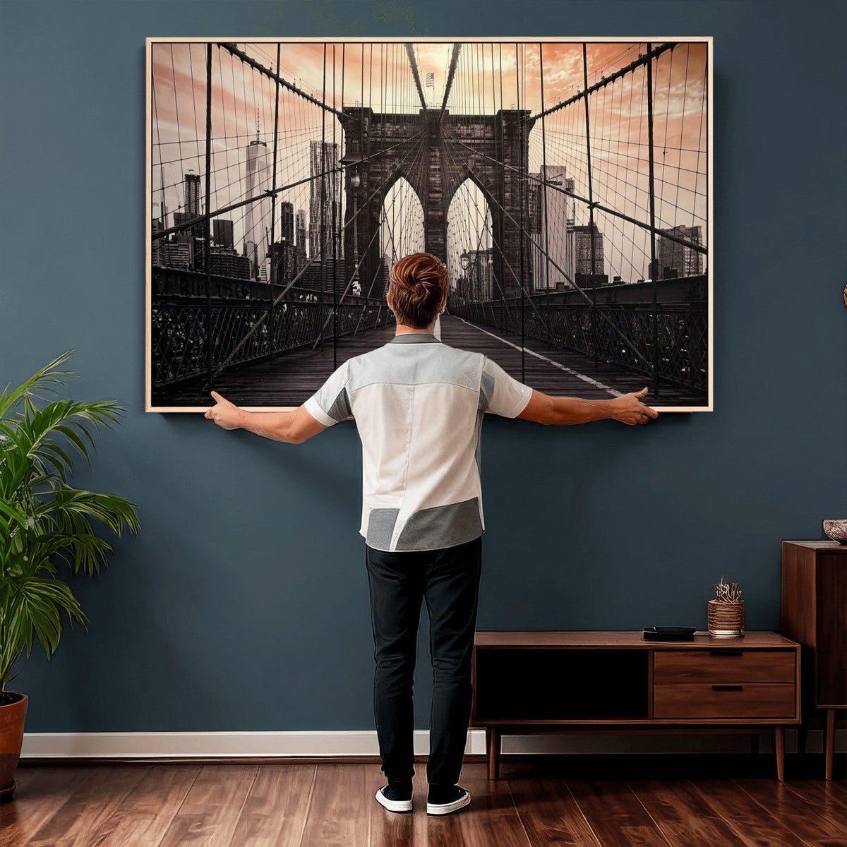 Brooklyn Bridge Canvas Wall Art, New York City Skyline Photography