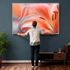 Peach Lily Canvas Wall Art, Coral Pink Flower Macro Photo Print, Botanical Decor