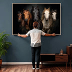 Horse Wall Art Canvas Print, Wild Horses Portrait Photography, Rustic Ranch Decor