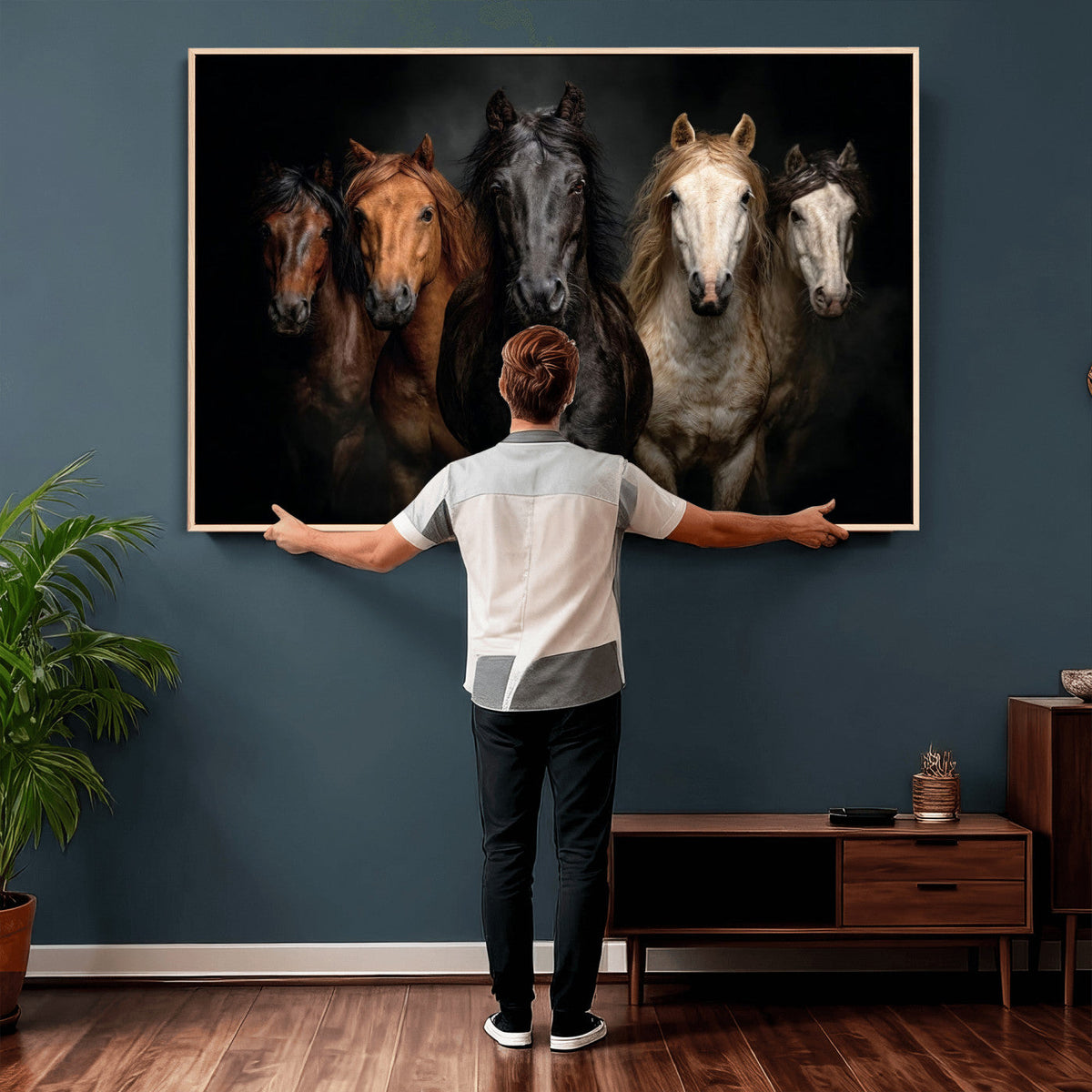 Horse Wall Art Canvas Print, Wild Horses Portrait Photography, Rustic Ranch Decor