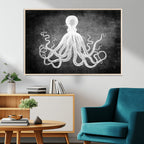 Black White Octopus Wall Art Canvas Print