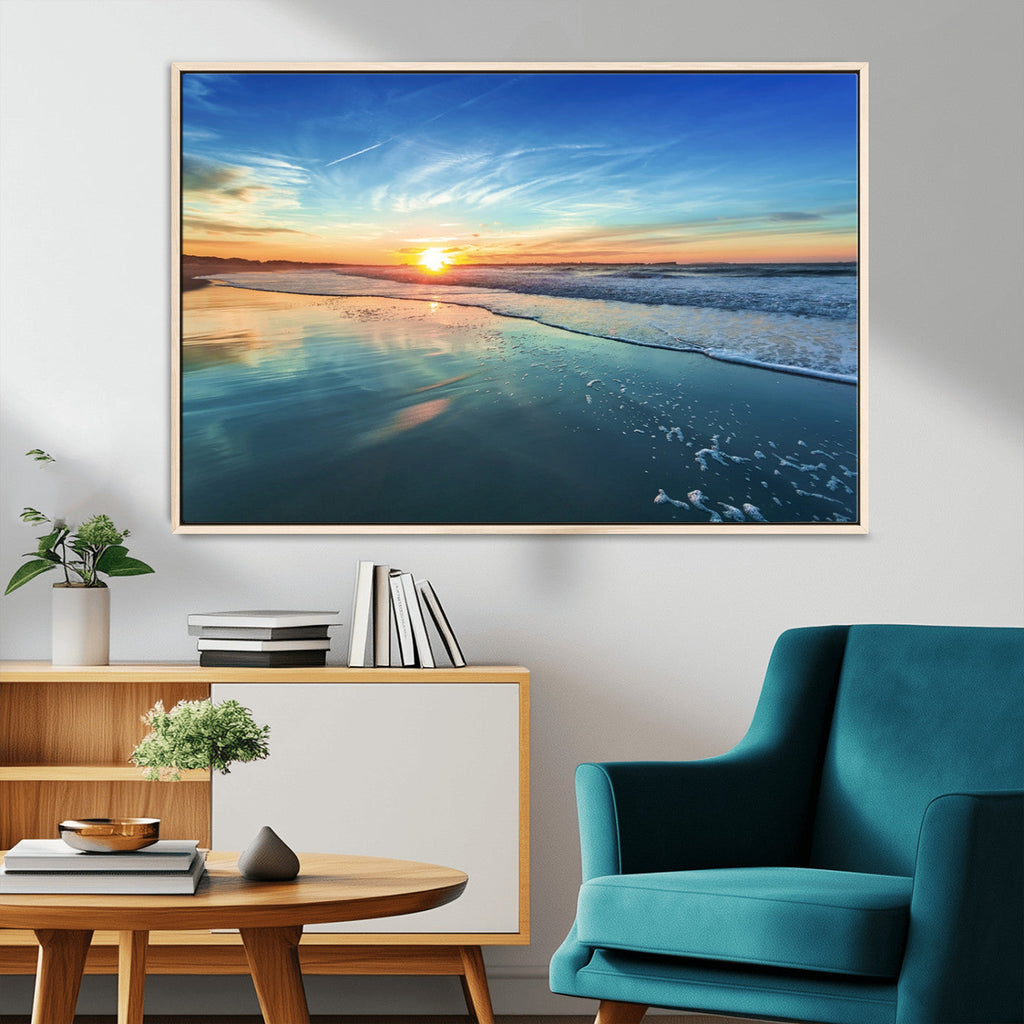 Blue Sky and Beach Wall Art Canvas Print