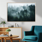 Misty Forest Wall Art | Serene Green Landscape Canvas Print