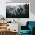 Foggy Forest Wall Art Canvas Print | 3 Panel Large Misty Landscape