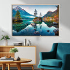 Crystal Clear Lake Wall Art | Mountains Wall Art Canvas | 3 Panel Landscape
