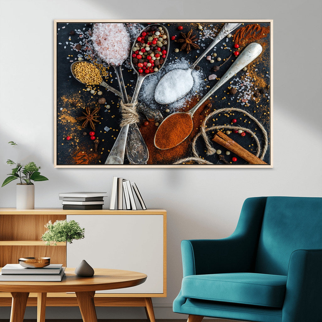 Spices and Seasonings Canvas Wall Art | Colorful Triptych Kitchen Decor