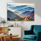 Misty Mountain Sunrise Triptych Canvas Print | Autumn Landscape Wall Art