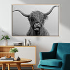 Texas Cow Wall Art Canvas, Texas Longhorn Cattle Canvas Print